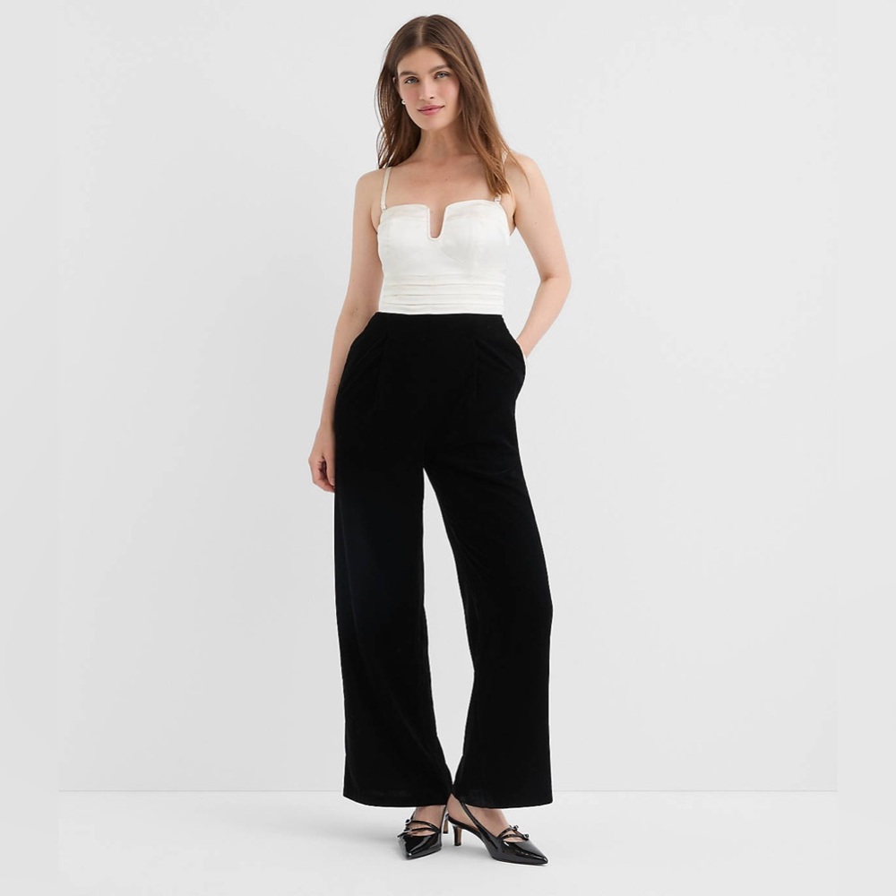 NWT Satin Velvet Strapless Jumpsuit with Removable Straps